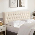 Tufted Queen Size Upholstered Headboard in Beige