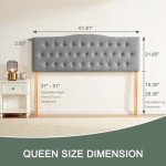 Tufted Upholstered Queen Headboard – Adjustable Height