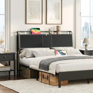 Queen Size Headboard with USB Ports & Outlets