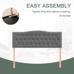 Tufted Upholstered Queen Headboard – Adjustable Height