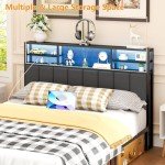 Furnulem Full Upholstered Headboard with Storage & LED