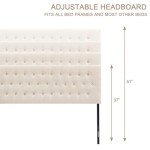 Tufted Queen Size Upholstered Headboard in Beige