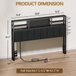 Furnulem Full Upholstered Headboard with Storage & LED