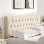 Tufted Queen Size Upholstered Headboard in Beige