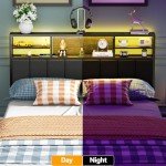Furnulem Full Upholstered Headboard with Storage & LED