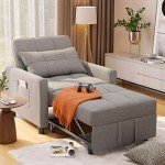 Convertible Grey Sleeper Sofa Chair Bed