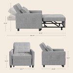 Convertible Grey Sleeper Sofa Chair Bed