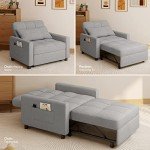 Convertible Grey Sleeper Sofa Chair Bed