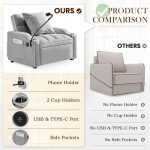 Versatile Velvet Futon Sofa Bed Chair in Grey