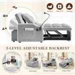 Versatile Velvet Futon Sofa Bed Chair in Grey