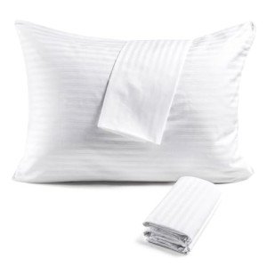 Soft Cotton Pillow Protectors with Silent Zipper - 4 Pack