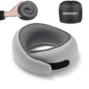 WANDER PLUS® Ergonomic Memory Foam Travel Pillow