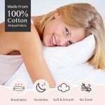 Soft Cotton Pillow Protectors with Silent Zipper - 4 Pack
