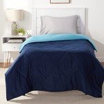 Reversible Twin Comforter - Navy/Sky Blue Microfiber