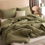 Olive Green Boho Queen Comforter Set, 3 Pieces