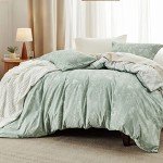Sage Green Floral Queen Comforter Set - 3 Pieces