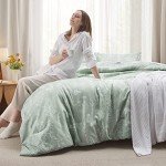 Sage Green Floral Queen Comforter Set - 3 Pieces