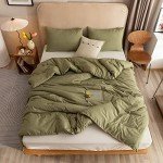 Olive Green Boho Queen Comforter Set, 3 Pieces