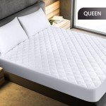 Queen Size Quilted Mattress Pad - White Cover