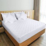 Queen Size Quilted Mattress Pad - White Cover