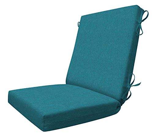 Solid Teal Highback Dining Chair Cushion, Weather Resistant