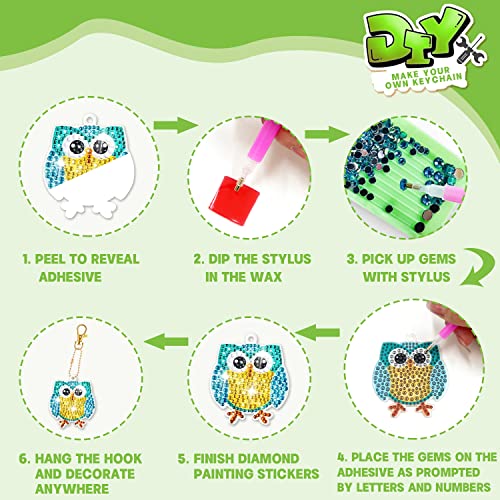 DIY Gem Keychains: Crafts for Kids (15-Piece Set)