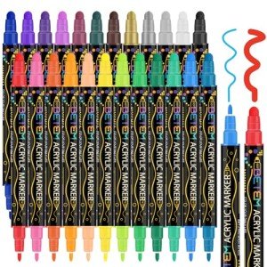 24-Color Dual Tip Acrylic Paint Markers Set