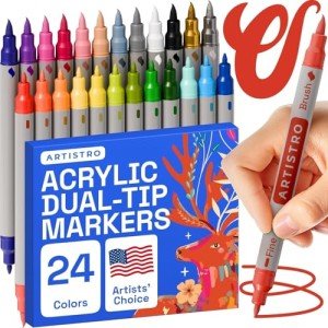 Artistro Dual Tip Acrylic Paint Markers - 24 Pack