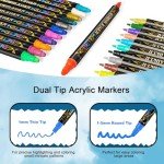 24-Color Dual Tip Acrylic Paint Markers Set
