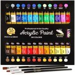 24-Color Acrylic Paint Set with Brushes