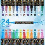 24-Color Dual Tip Acrylic Paint Markers Set