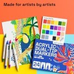 Artistro Dual Tip Acrylic Paint Markers - 24 Pack