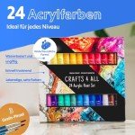 24-Pack Acrylic Paint Set with Brushes for Kids