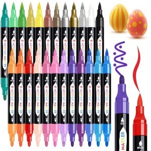 24-Color Dual Tip Acrylic Paint Markers Set