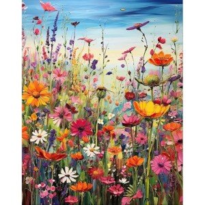 Wild Flowers Paint by Numbers Kit for Adults