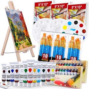 Acrylic Painting Set with Easel and Canvases