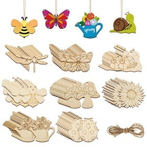 80PCS DIY Wooden Spring Ornaments for Crafts