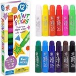 Washable Non-Toxic Paint Sticks for Kids - 12 Colors