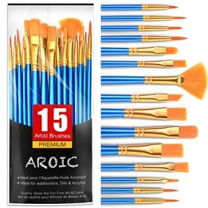 15-Piece Acrylic Paint Brush Set for All Ages