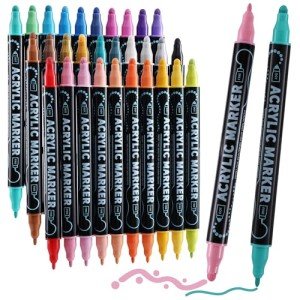 30 Colors Waterproof Dual Tip Acrylic Paint Pens