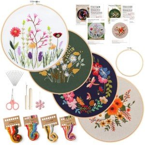 Beginner's Embroidery Kit: 4 Pack with Tools
