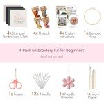 Beginner's Embroidery Kit: 4 Pack with Tools