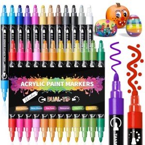 24-Color Dual Tip Acrylic Paint Pen Set