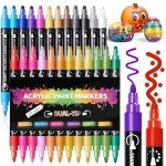 24-Color Dual Tip Acrylic Paint Pen Set