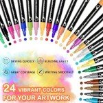 24-Color Dual Tip Acrylic Paint Pen Set