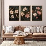 Floral Canvas Wall Art Set of 3 Prints