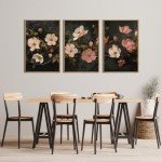 Floral Canvas Wall Art Set of 3 Prints
