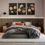 Floral Canvas Wall Art Set of 3 Prints