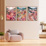 Colorful Mountain Floral Wall Art Set of 3