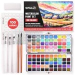 Travel-Friendly Watercolor Paint Set with 100 Colors